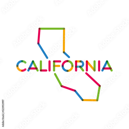 Modern abstract logo design for California map, USA digital technology