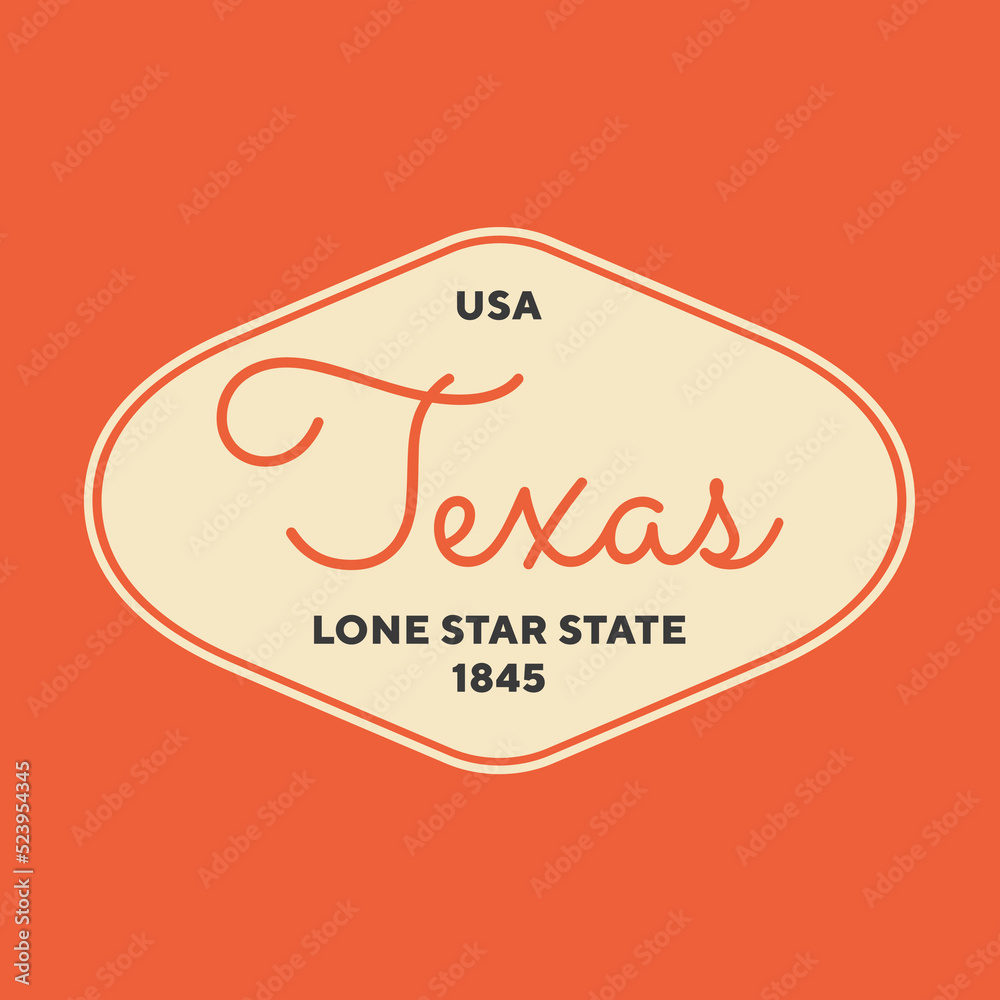 Vintage Texas Sticker. Vintage and typography design in vector illustration. Hotel, hostel and motel logo.