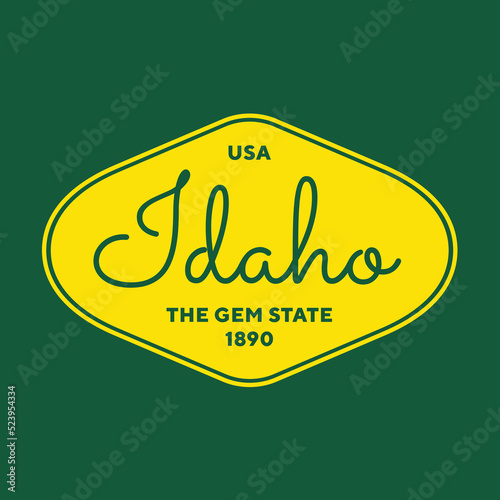 Vintage Idaho Sticker. Vintage and typography design in vector illustration. Hotel, hostel and motel logo.