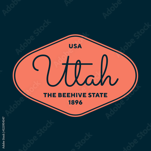 Vintage Utah Sticker. Vintage and typography design in vector illustration. Hotel, hostel and motel logo.