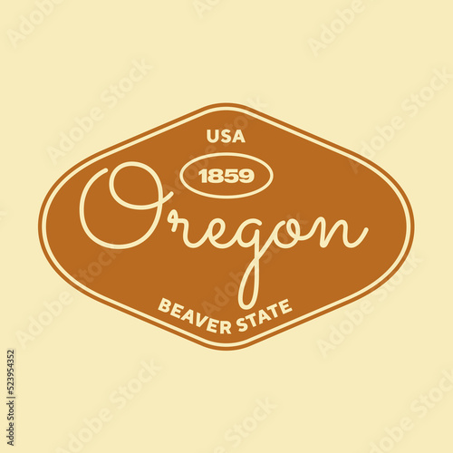 Vintage Oregon Sticker. Vintage and typography design in vector illustration. Hotel, hostel and motel logo.