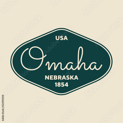 Vintage Omaha, Nebraska Sticker. Vintage and typography design in vector illustration. Hotel, hostel and motel logo.