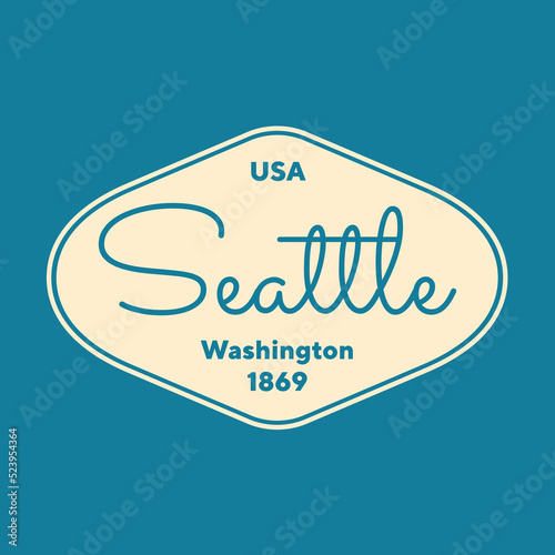Vintage Seattle, Washington Sticker. Vintage and typography design in vector illustration. Hotel, hostel and motel logo.