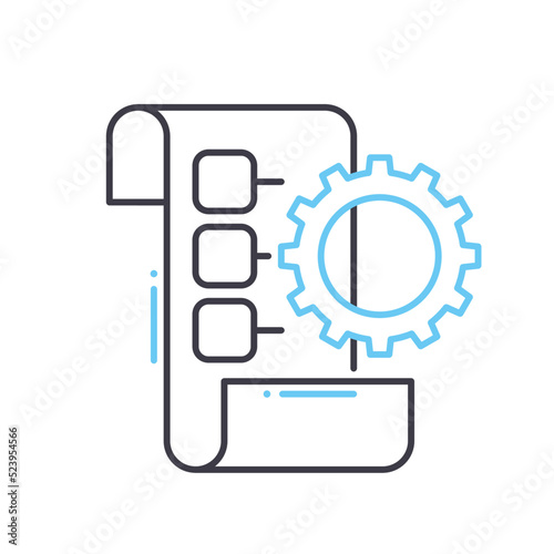 implementation planning line icon, outline symbol, vector illustration, concept sign