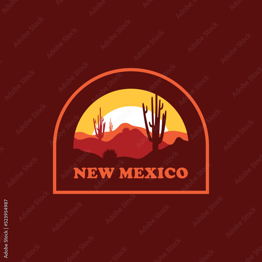 New Mexico sun vintage logo vector concept, icon, element, sticker, badge and template for