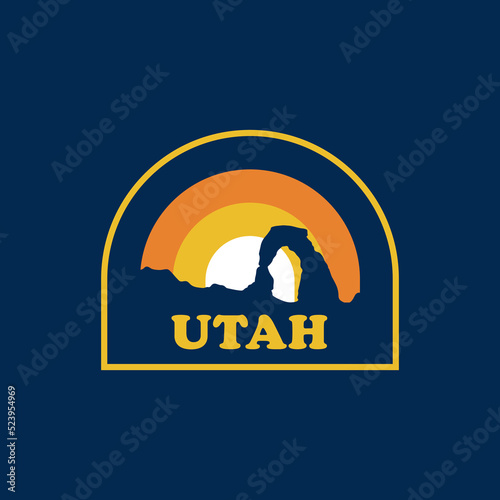 Utah sun vintage logo vector concept, icon, element, sticker, badge and template for company photo