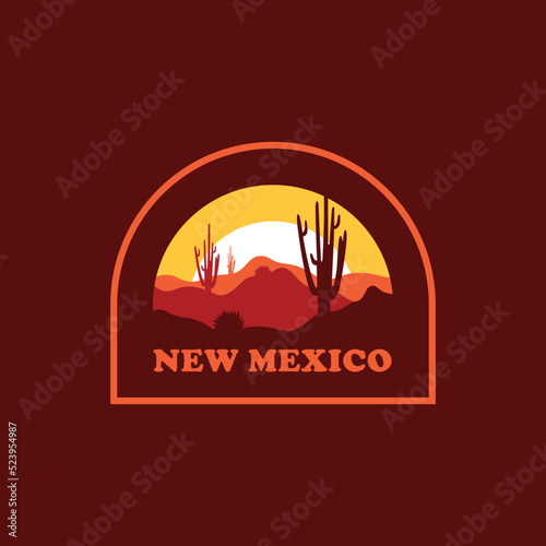 New Mexico sun vintage logo vector concept, icon, element, sticker, badge and template for company