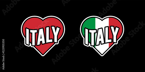Italian national flag heart travel Stickers