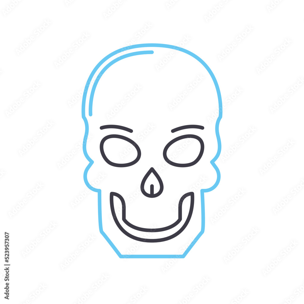 skull of death line icon, outline symbol, vector illustration, concept sign