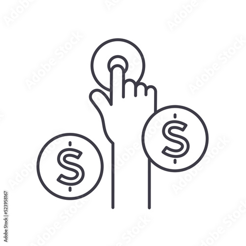 pay per click line icon, outline symbol, vector illustration, concept sign