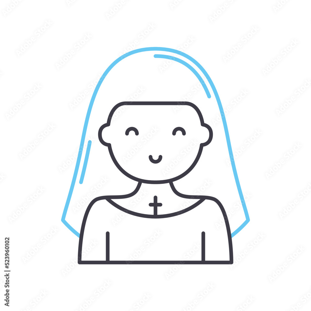 nun line icon, outline symbol, vector illustration, concept sign nun line icon, outline symbol, vector illustration, concept sign