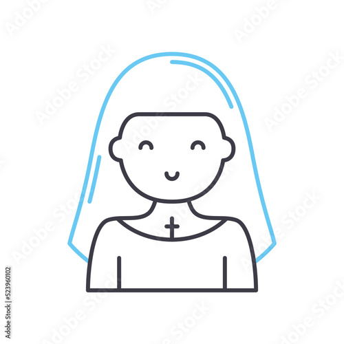 nun line icon, outline symbol, vector illustration, concept sign