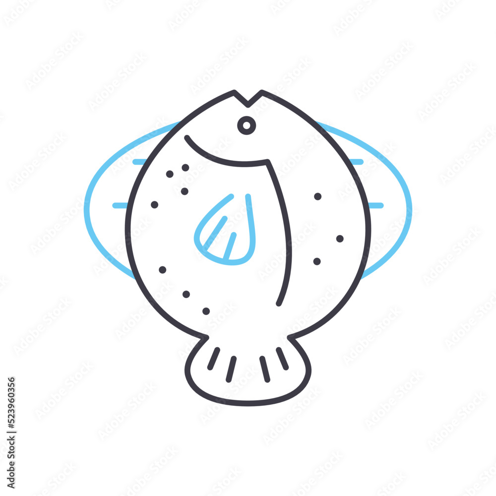 turbot line icon, outline symbol, vector illustration, concept sign turbot line icon, outline symbol, vector illustration, concept sign