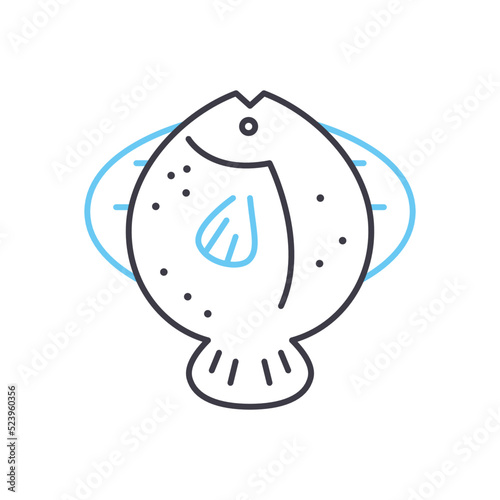 turbot line icon, outline symbol, vector illustration, concept sign