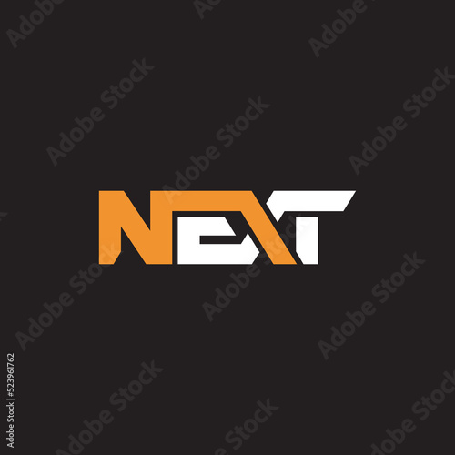 NEXT letter initial typography monogram futuristic technology logo design vector