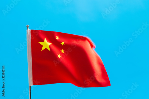 Chinese flag on blue background