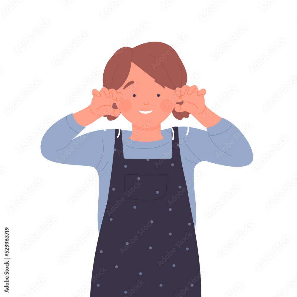 Little kid showing scary gesture. Spooky funny child face vector illustration Little kid showing scary gesture. Spooky funny child face vector illustration