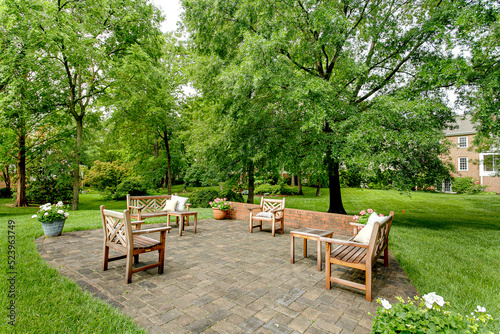 Patio in nature brick wall outdoors