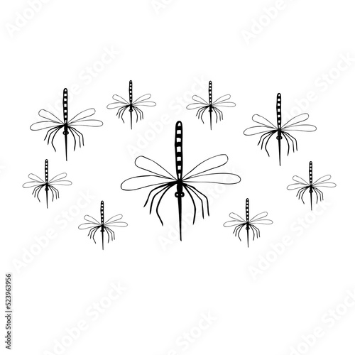 cartoon mosquito swarm