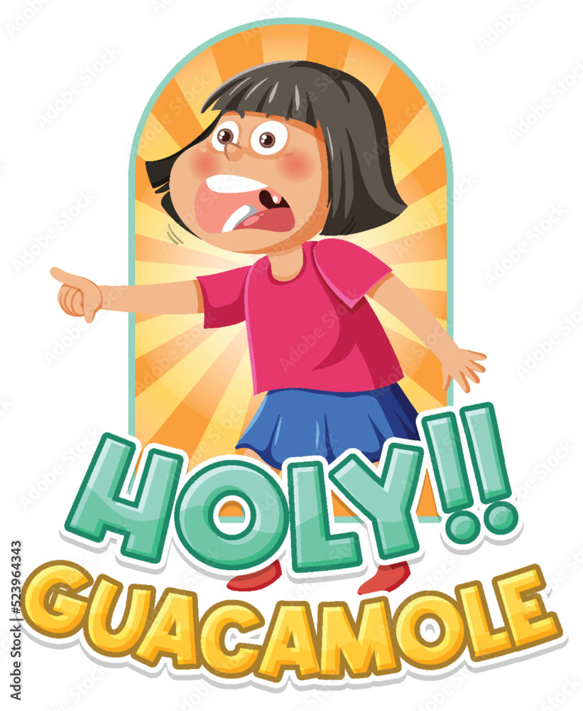 Cute cartoon character shouting holy guacamole icon Cute cartoon character shouting holy guacamole icon