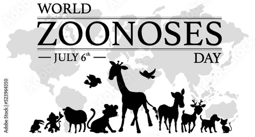 World zoonoses day banner silhouette design