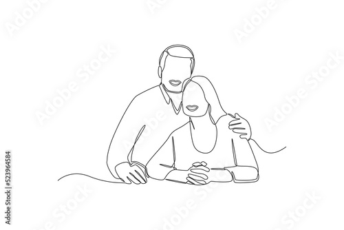 Continuous one line drawing Smiling couple grand parent. World smile day concept. Single line draw design vector graphic illustration.