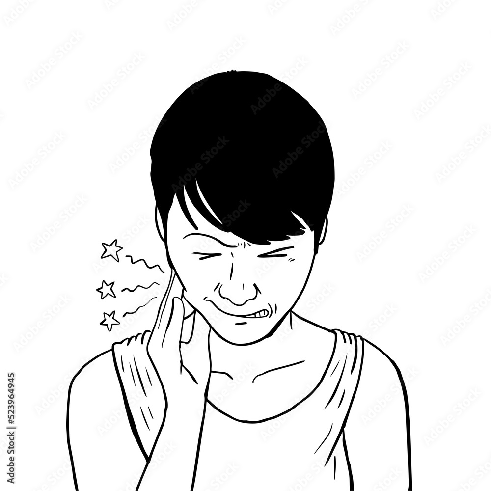 cartoon woman having toothache cartoon woman having toothache