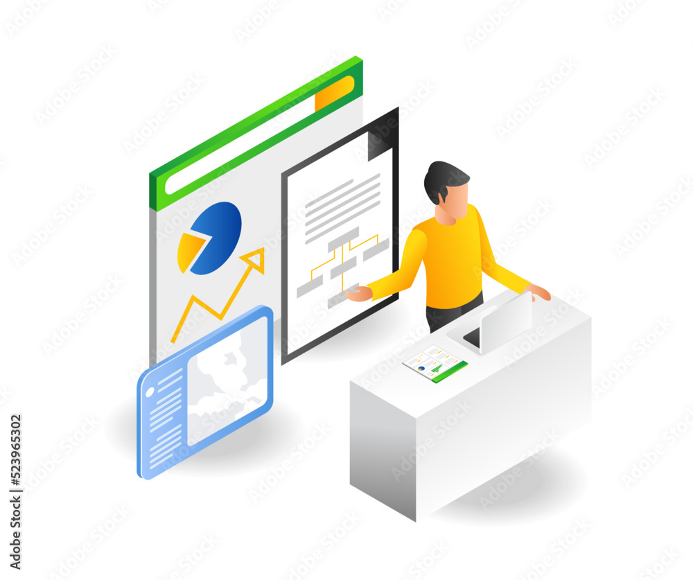 Man showing monthly business data analysis board Man showing monthly business data analysis board