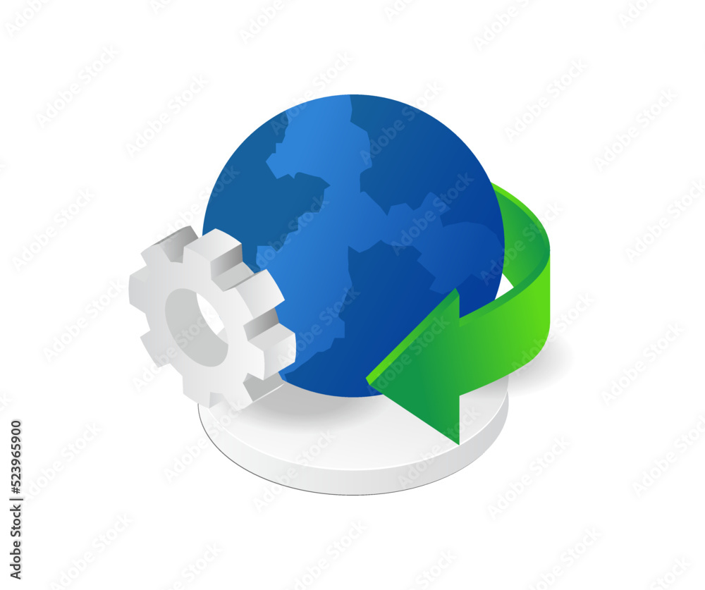 Naklejka premium Earth's rotation with gear