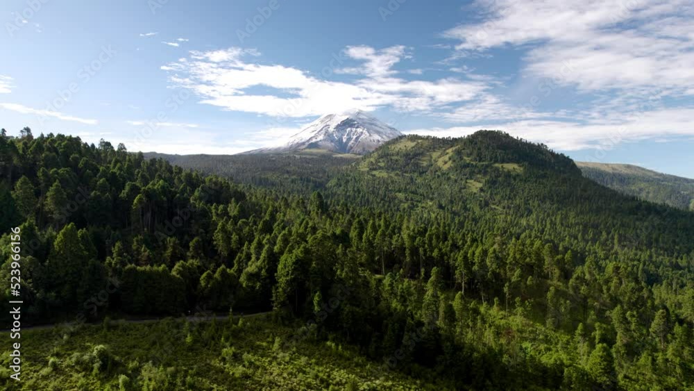 drone close-up shot of the surrounding forest of the popocatepetl volcano national park drone close-up shot of the surrounding forest of the popocatepetl volcano national park