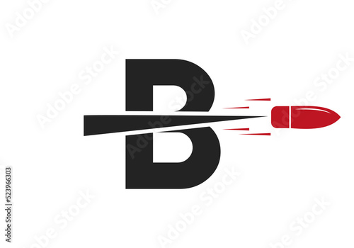 Letter B Shot Bullet Logo Vector Template Concept For Defense Logotype