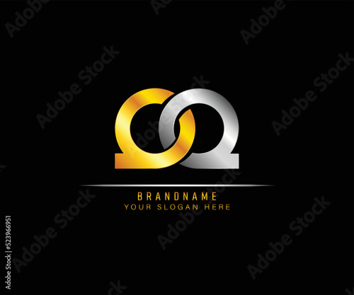 Creative elegant trendy unique artistic silver and gold color QQ initial based Alphabet icon logo. Initial letter QQ logo template. Luxury Q Q logo template.