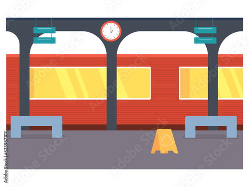 In the railway station. The station environment looks clean. Ai vector illustration	