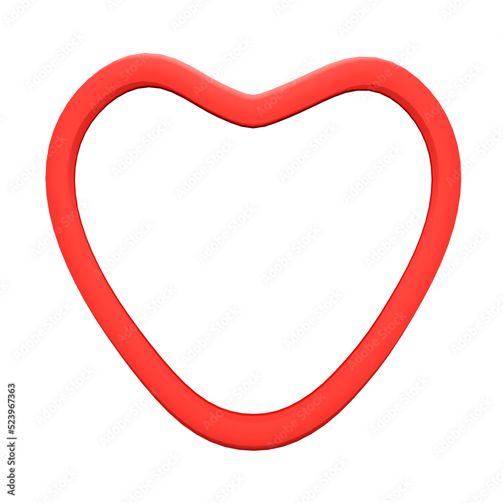 Red heart shape 3D render on transparent background - PNG format. Red heart shape 3D render on transparent background - PNG format.