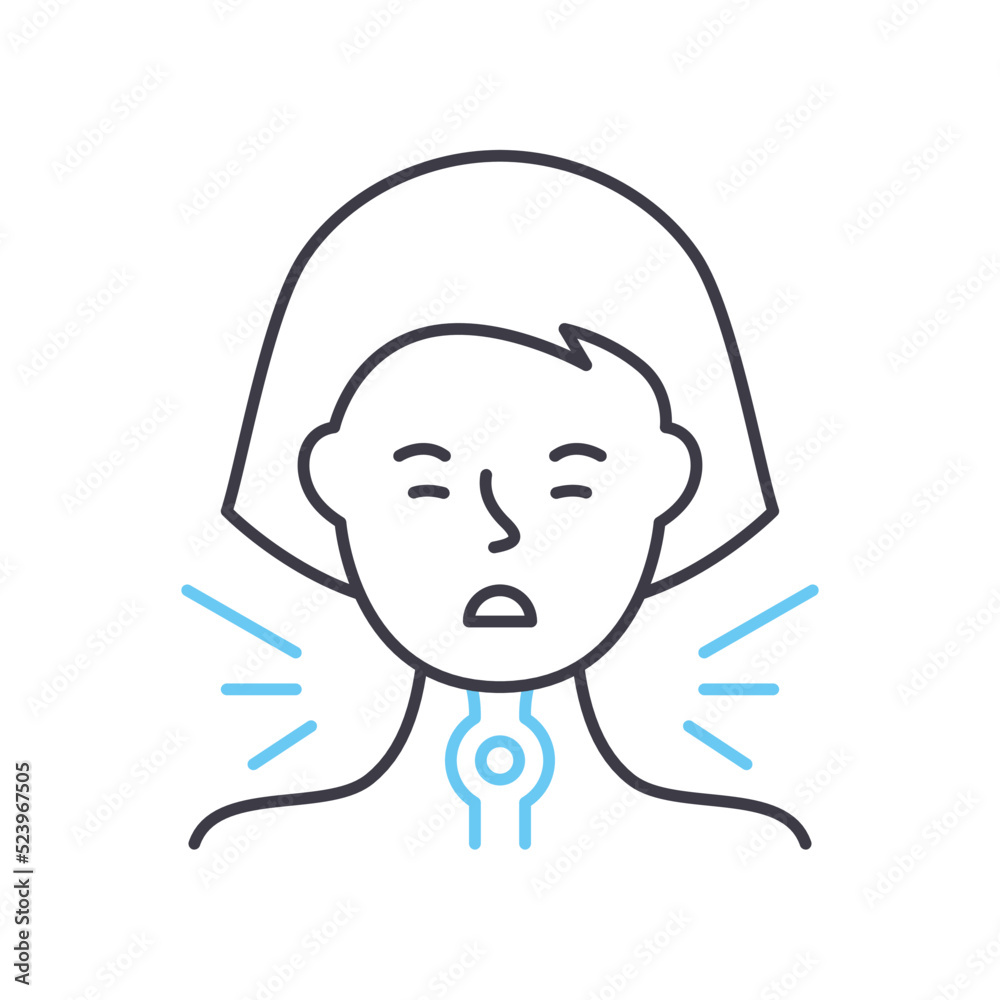 pain when swallowing line icon, outline symbol, vector illustration, concept sign pain when swallowing line icon, outline symbol, vector illustration, concept sign