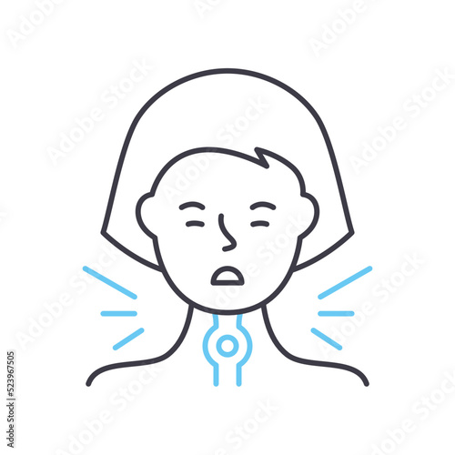 pain when swallowing line icon, outline symbol, vector illustration, concept sign