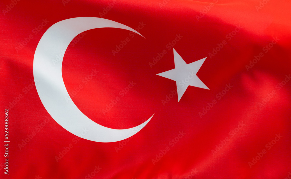 Obraz premium Close up of Turkish flag background