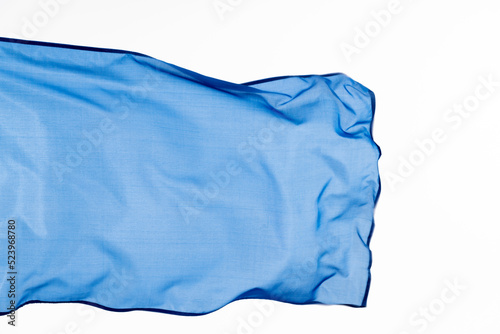 Light blue flag waving on white background