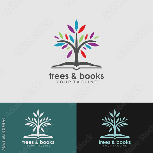 Book Tree Vector Logo Stock Vector 