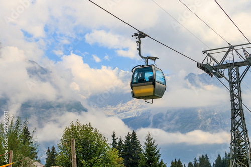 Overhead cable car to First mountain, Grindelwald, Switzerland