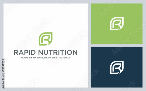 R Letter LOGO with leaf negative space logo simple and MODERN logo