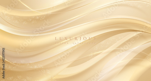 Luxury light brown abstract background combine with golden lines element.