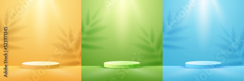 Set of Minimalist Pedestal podium background product display presentation.