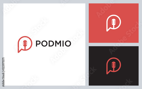 Letter P Podcast Record Logo Icon Design
