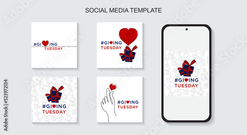 Giving Tuesday, global day of charitable giving. Social media post template.