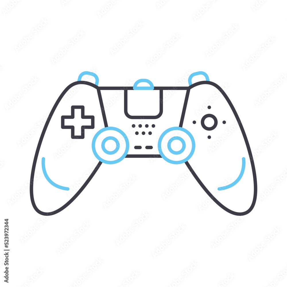videogame joystick line icon, outline symbol, vector illustration, concept sign videogame joystick line icon, outline symbol, vector illustration, concept sign