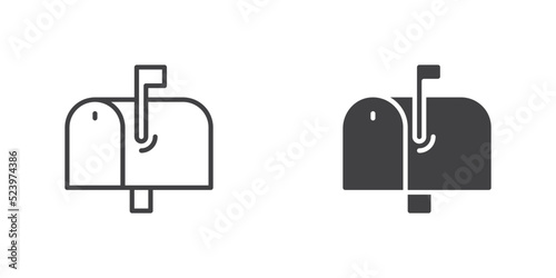 Mail box icon, line and glyph version