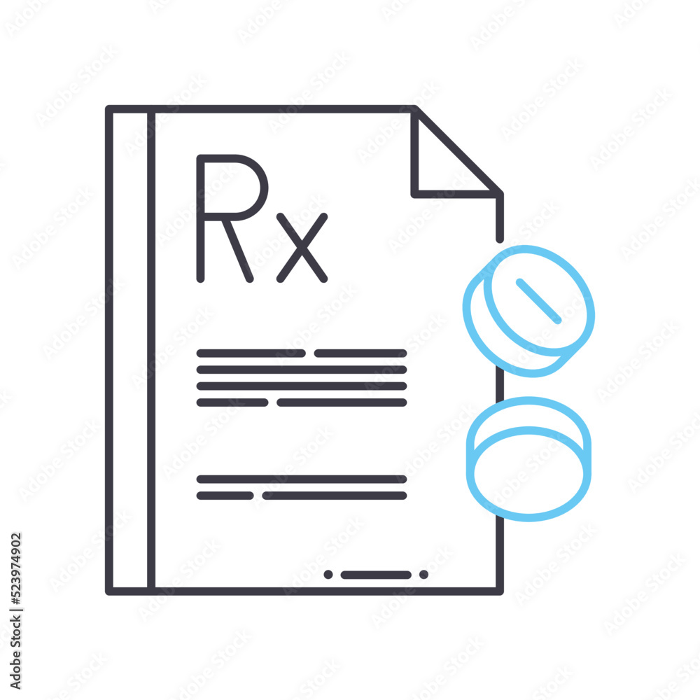 prescription line icon, outline symbol, vector illustration, concept sign prescription line icon, outline symbol, vector illustration, concept sign