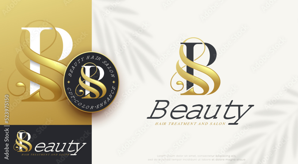 Letter B Beauty Woman Hair Style Logo Design Stock Vector | Adobe Stock