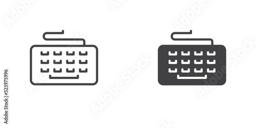 Computer keyboard icon, line and glyph version